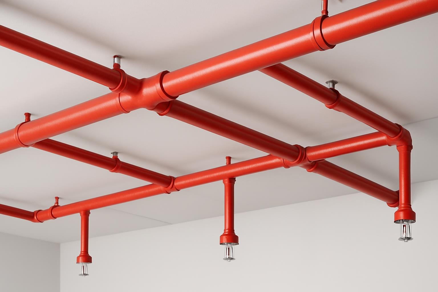 Ceiling fire sprinkler heads and piping