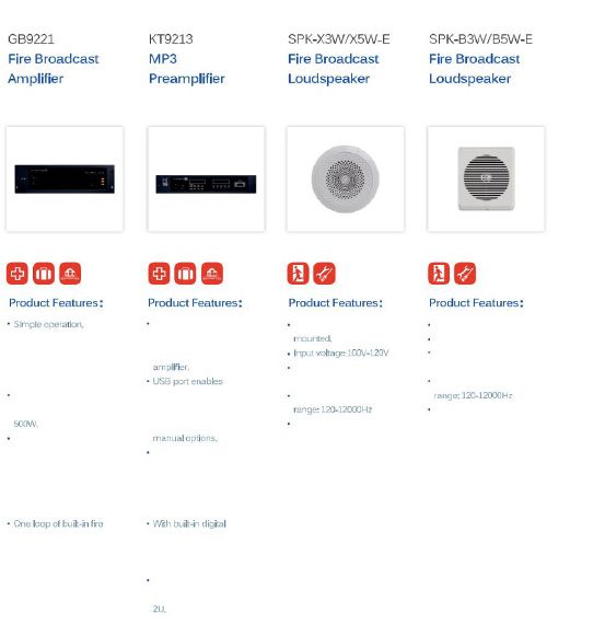 Fire Broadcast Amplifier & Public Address (Voice Evacuation) Range