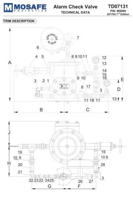 MOSAFE Alarm Check Valve MS009 - Trim Description Diagram