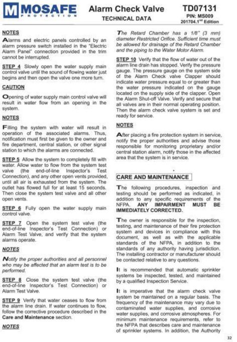 Alarm Check Valve (Setting Procedure & Care)